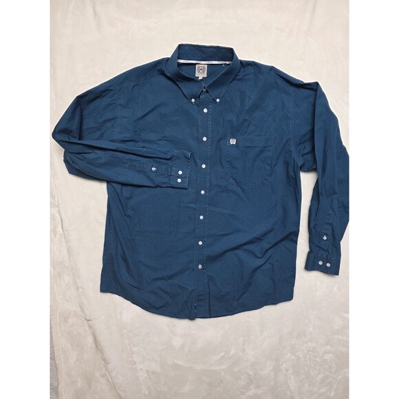 Cinch Men's Blue Geometric Print Button Down‎ Shirt MTW1105373 Teal Size XXL - Picture 1 of 7